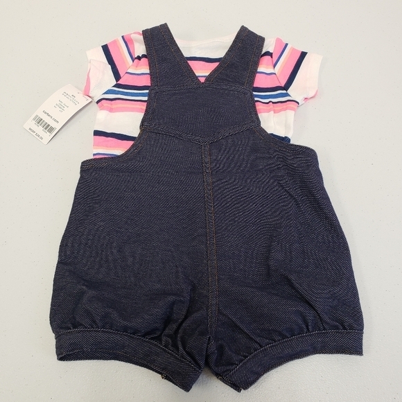 Carter's Baby Girls 2 Piece Shortalls Romper Outfit Size 6m - Picture 2 of 5